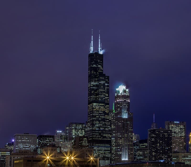 Chicago Skyline with Willis Tower at Night